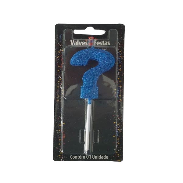 Vela Valves Festas Palito Slim Candy Interrog.azul Un