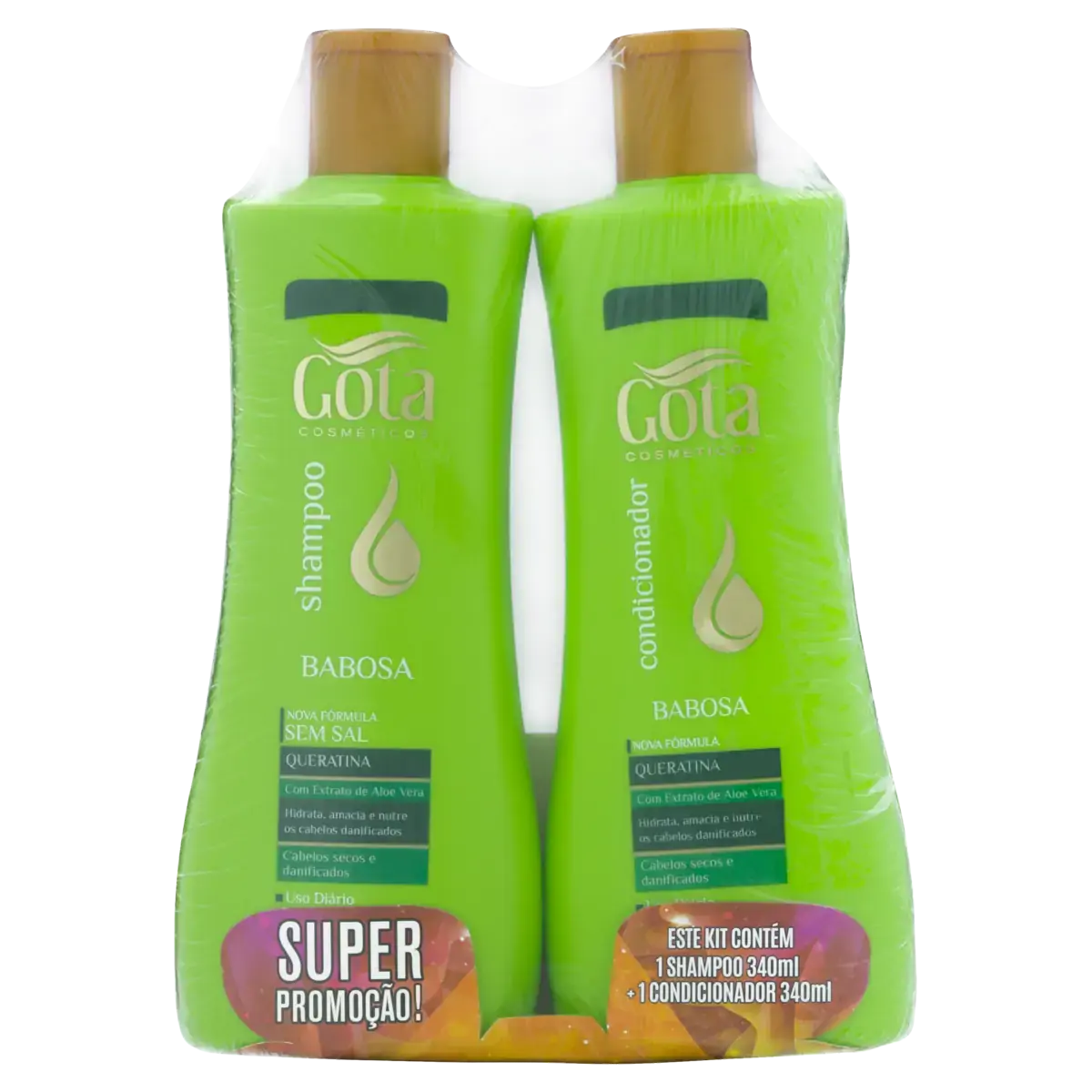 Kit Shampoo Condicionador Gota Cosméticos Babosa 340ml Cada
