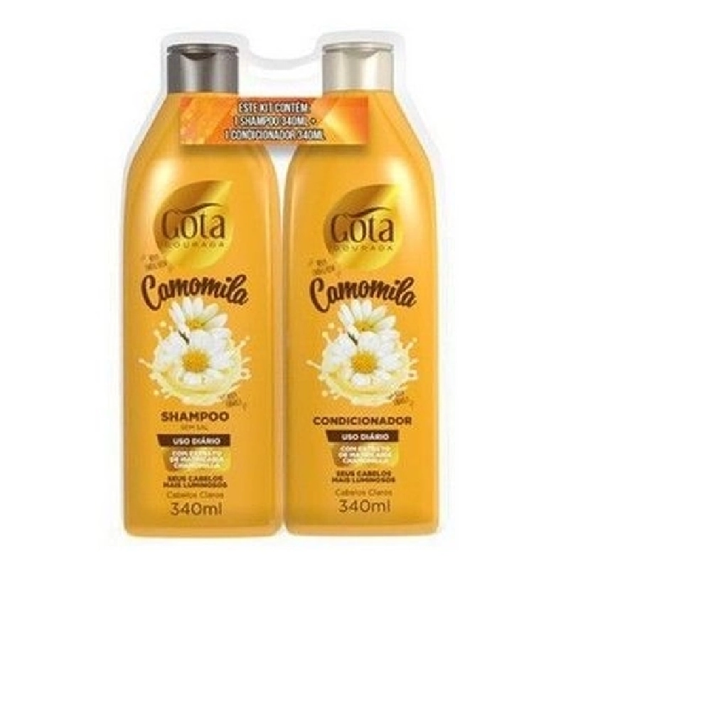 Kit Shampoo Condicionador Gota Cosméticos Camomila 340ml Cada