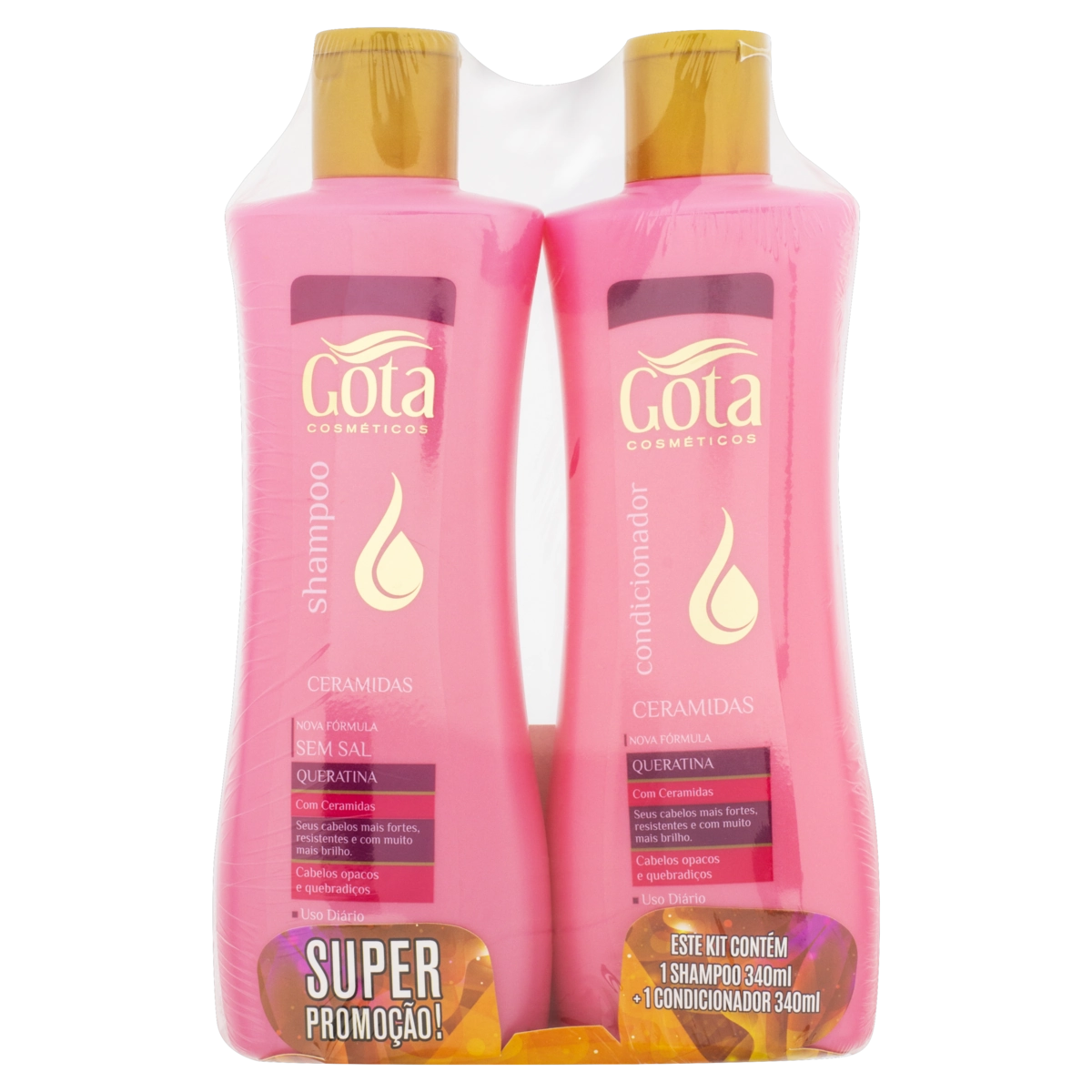 Kit Shampoo Condicionador Gota Cosméticos Ceramidas 340ml Cada