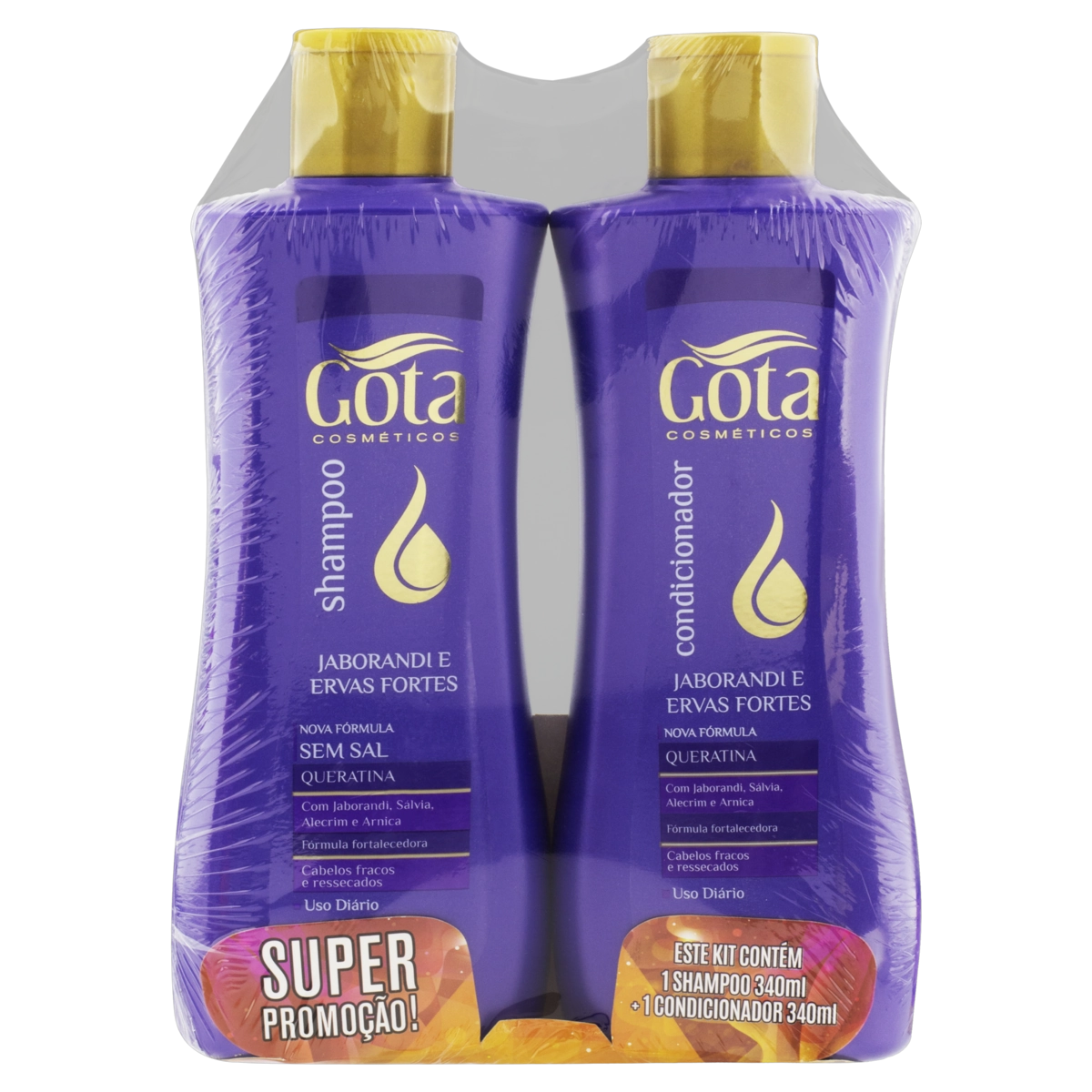 Kit Shampoo Condicionador Gota Cosméticos Jaborandi E Ervas Fortes 340ml Cada