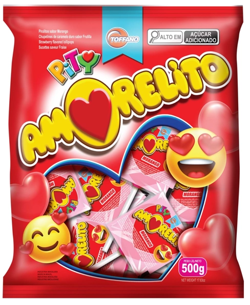 Pirulito Pity Amorelito Morango 500gr