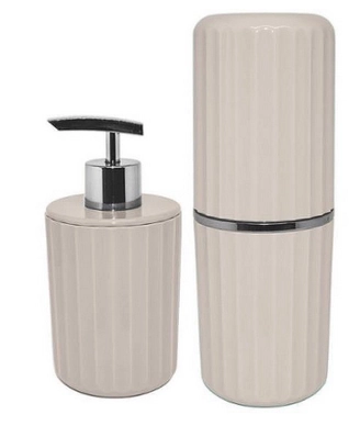 Conjunto De Banheiro Groove Bege Cbg815bgf Martiplast