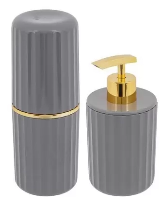 Conjunto De Banheiro Groove Chumbo Cbg815chf Martiplast