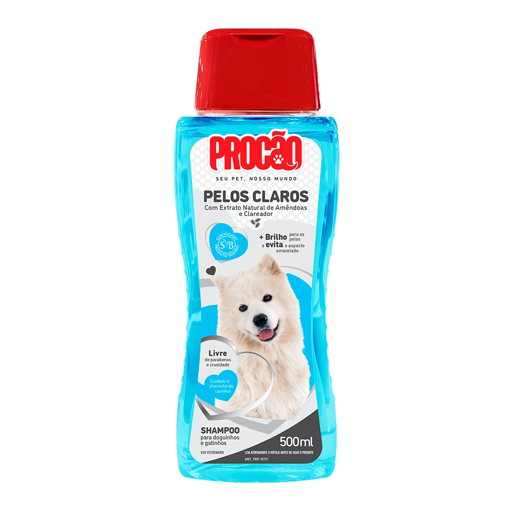 Shampoo Para Cães E Gatos Perfumado Pelos Claros Procão Frasco 500ml