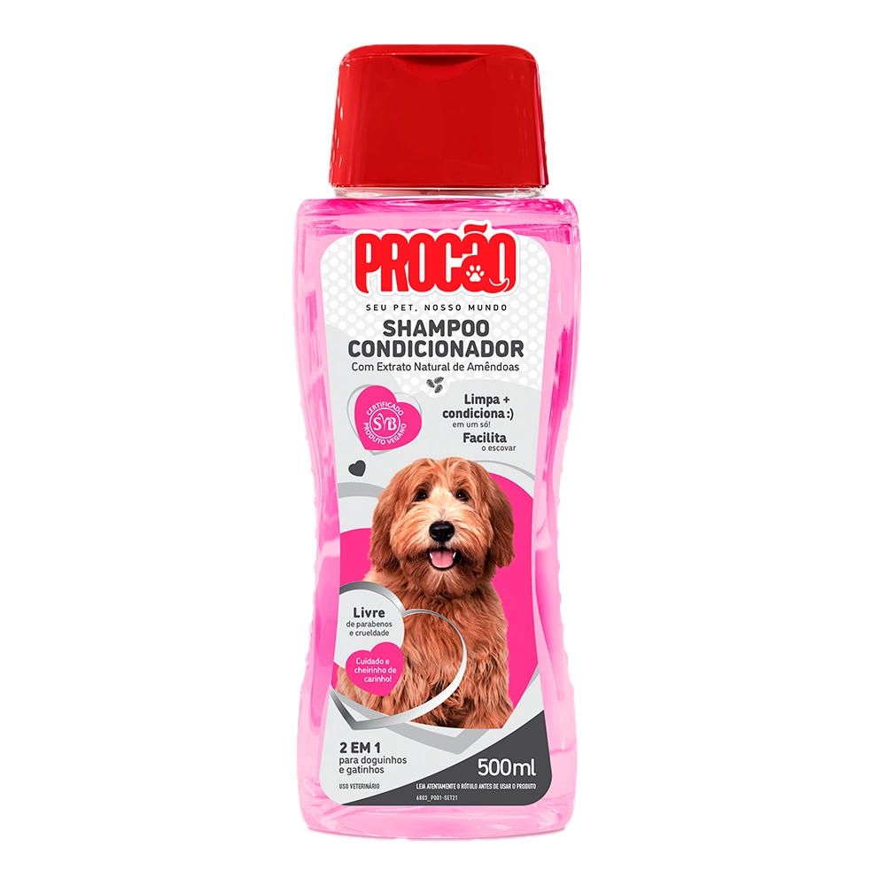 Shampoo E Condicionador Para Cães E Gatos Perfumado Procão Frasco 500ml