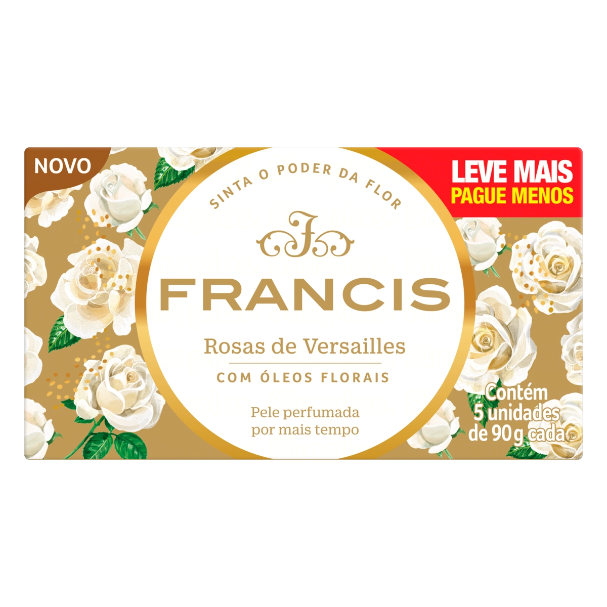 Pack Sabonete Barra Vegetal Rosa Branca E Patchouli Francis Caixa 5 Unidades 90g Cada Leve Mais Pagu