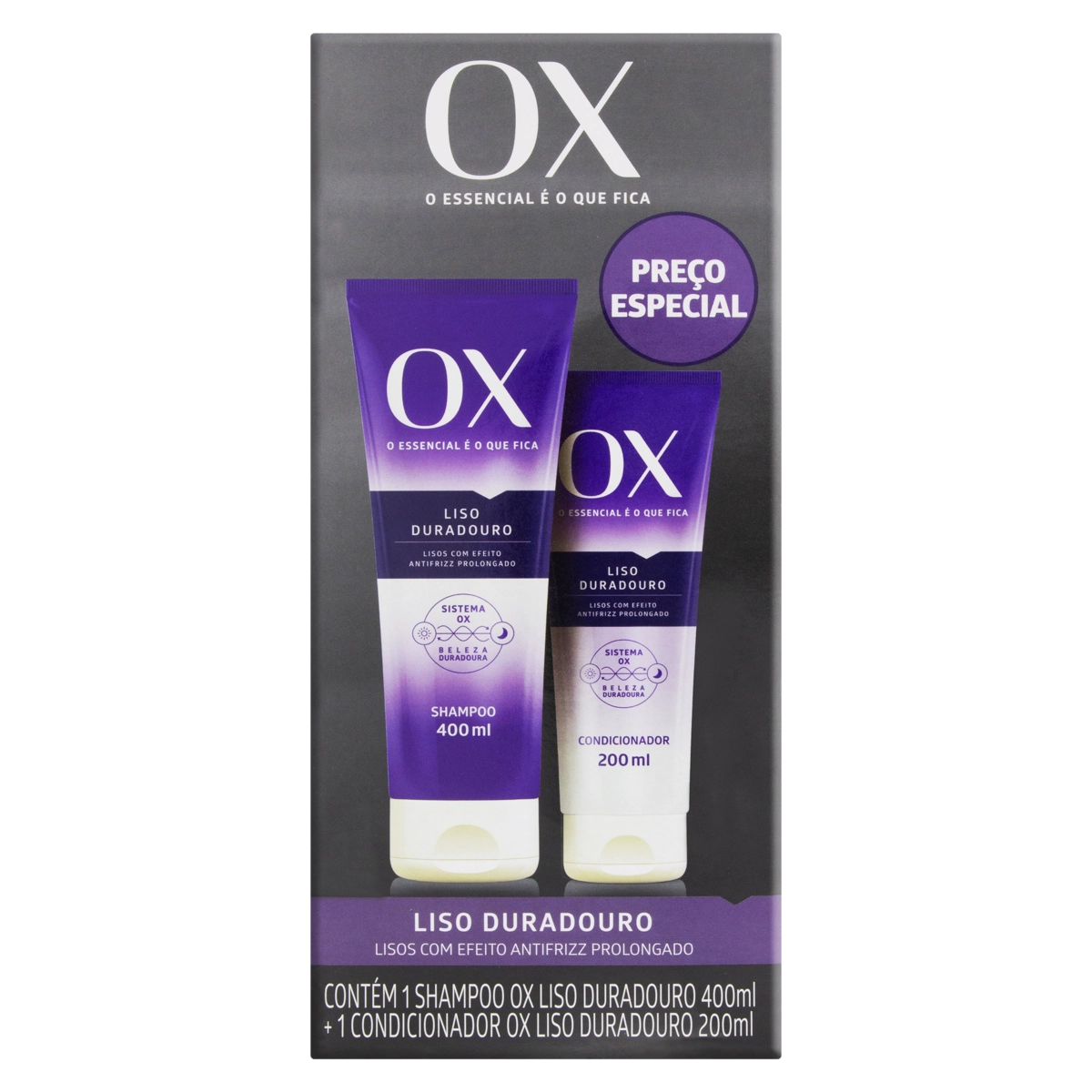 Kit Shampoo 400ml Condicionador 200ml Ox Cosméticos Liso Duradouro