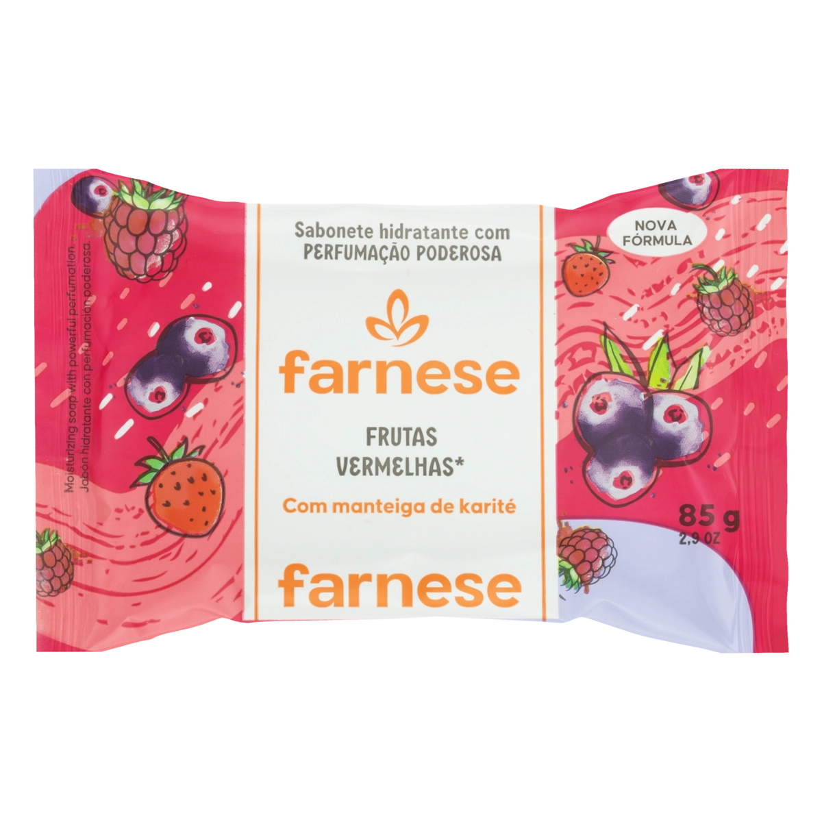 Sabonete Barra Hidratante Frutas Vermelhas Farnese Flow Pack 85g