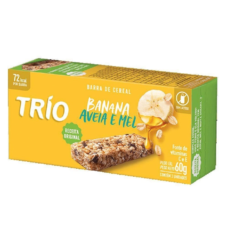 Barra De Cereal Trio Banana, Aveia E Mel Light 3unidade X