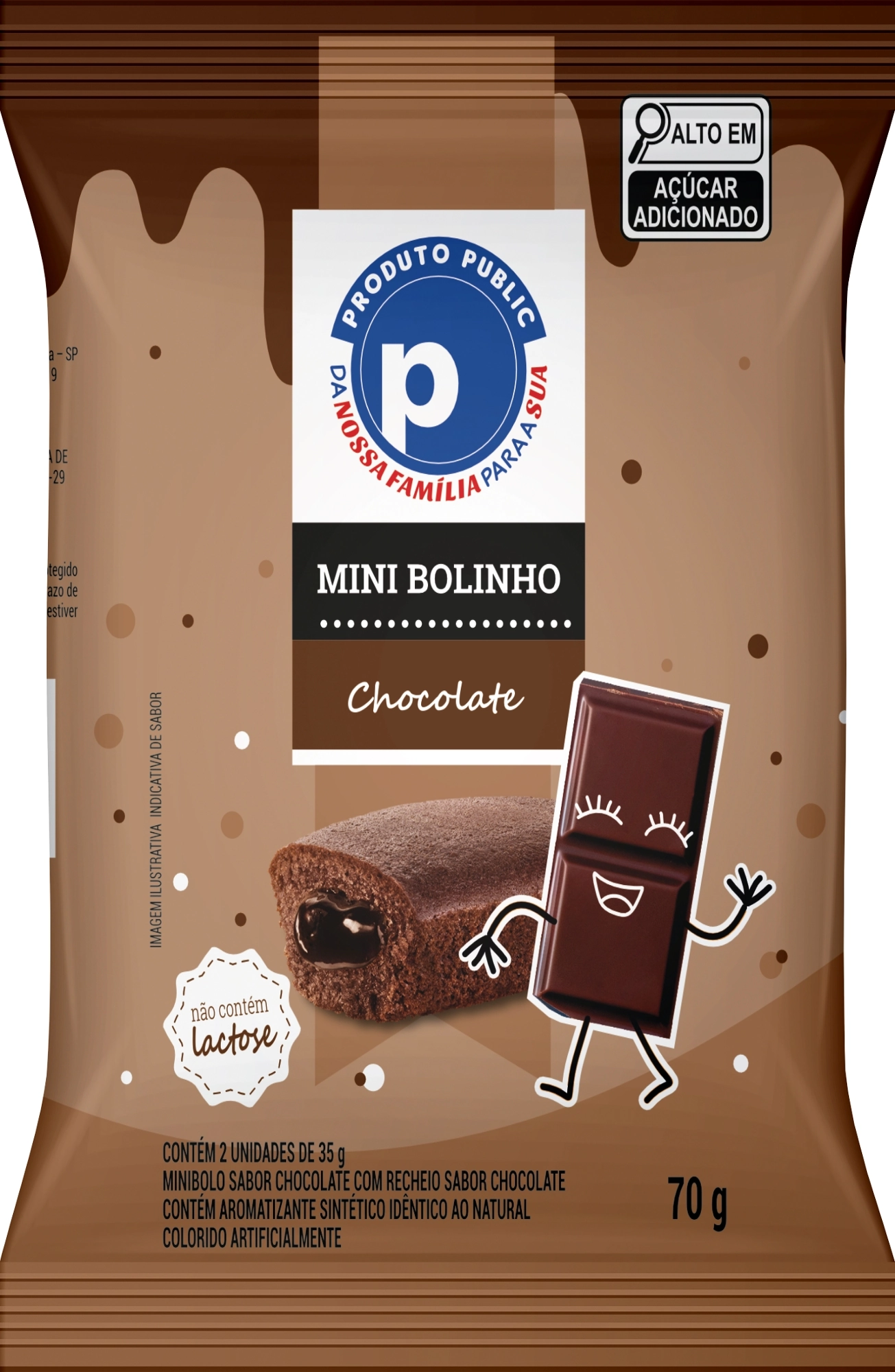 Mini Bolinho Public 70g Chocolate C/chocolate
