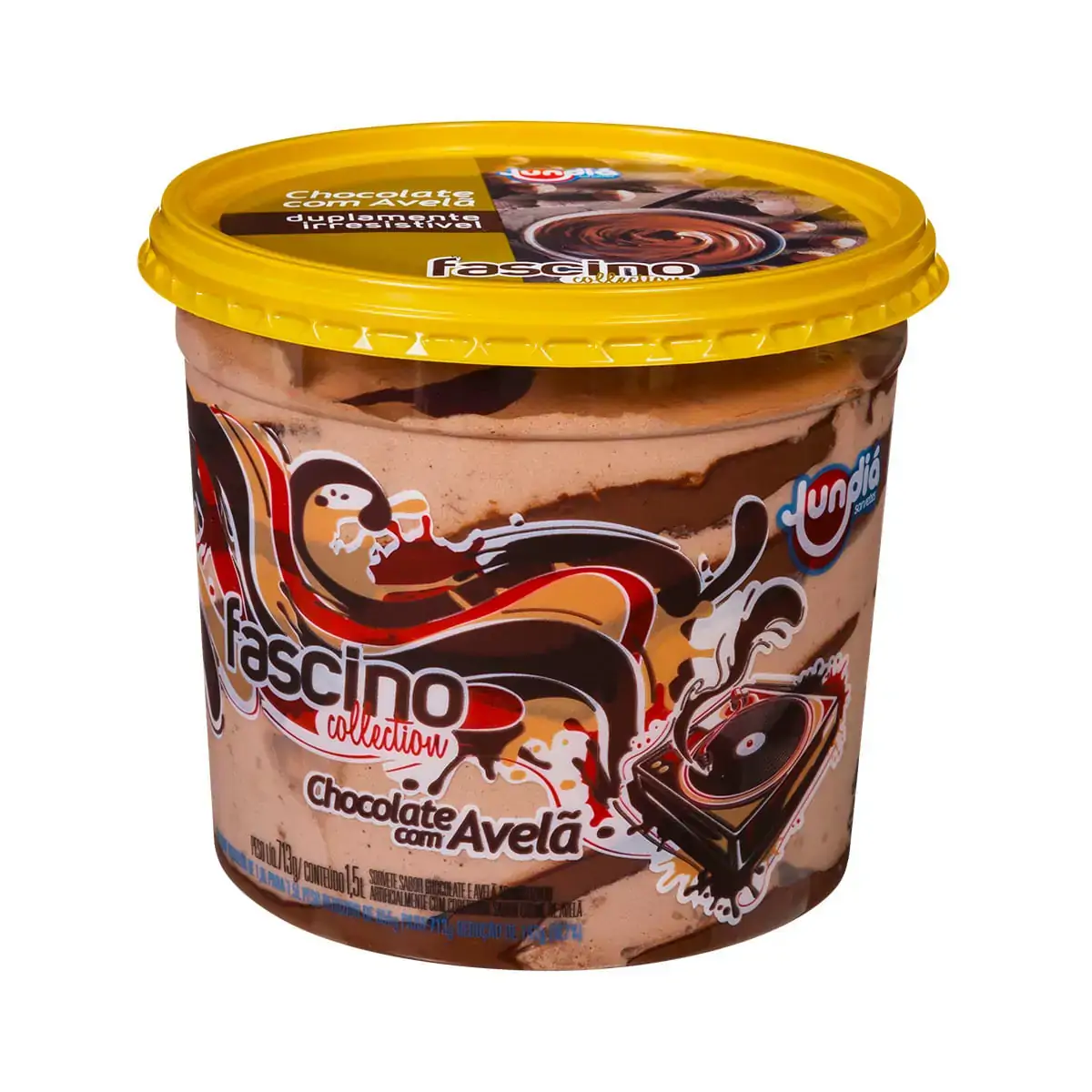 Sorvete Chocolate Com Avelã Jundiá Fascino Collection Pote 1,5l