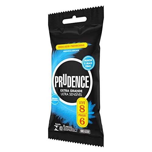 Preservativo Masculino Lubrificado Ultra Sensível Prudence Extra Grande Pacote Leve 8 Pague 6 Unidad