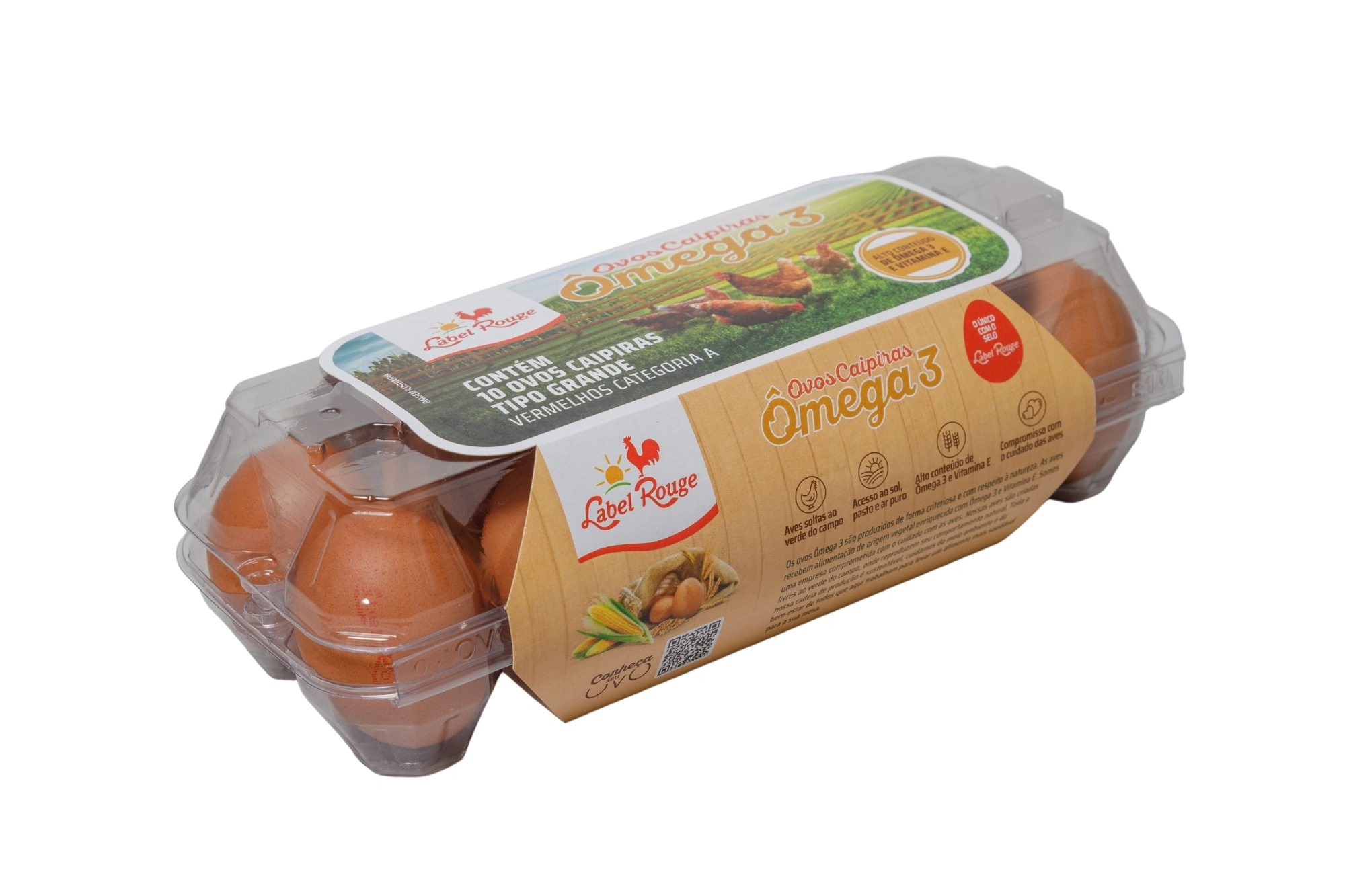 Ovos Caipira Grande Label Rouge ômega 3 Bandeja 10 Unidades
