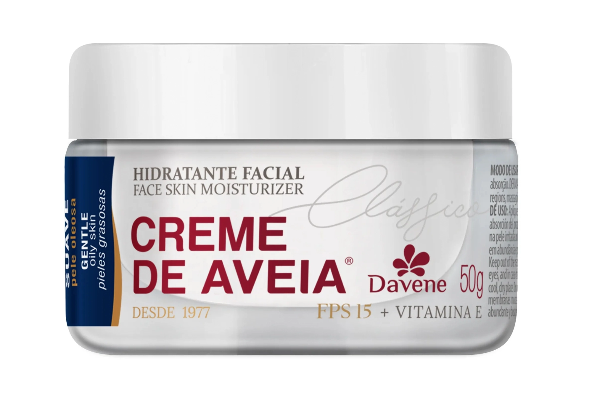Hidratante Facial Fps 15 Suave Davene Creme De Aveia Clássico Caixa 50g