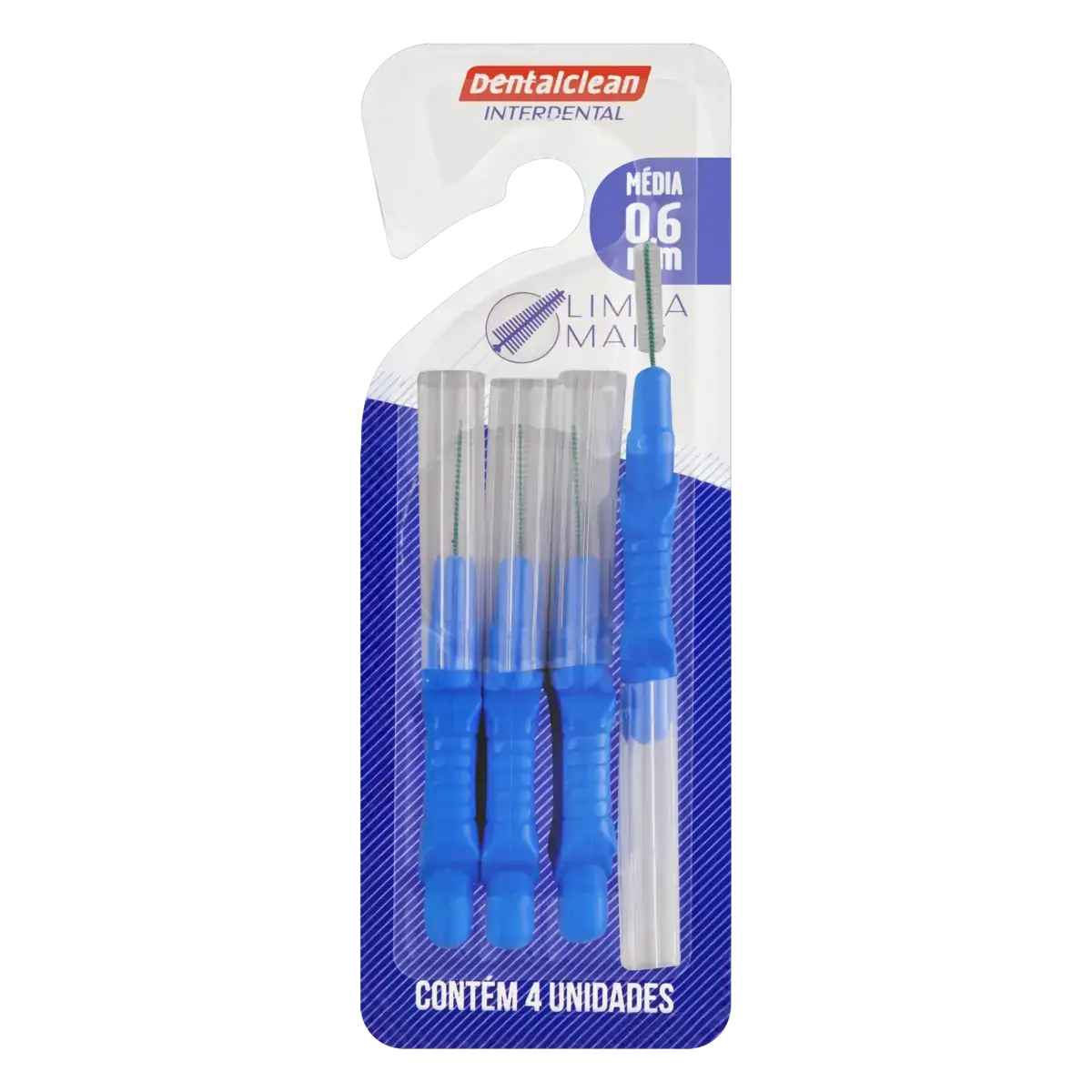 Escova Interdental Cilíndrica Média Dentalclean 0,6mm 4 Unidades