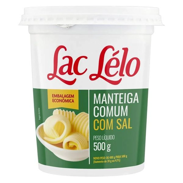Manteiga Comum Com Sal Lac Lélo Pote 500g
