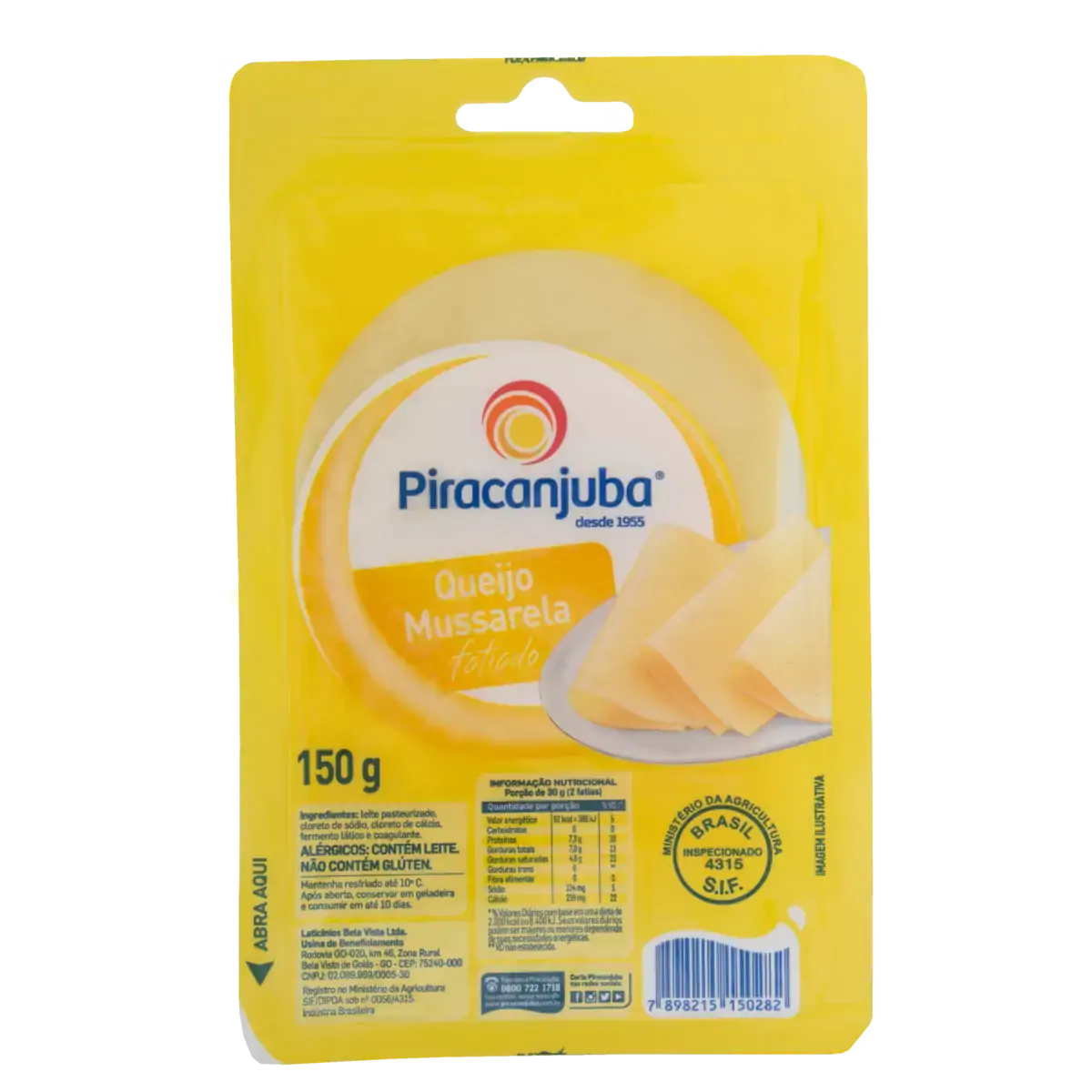 Queijo Mussarela Fatiado Piracanjuba 150g