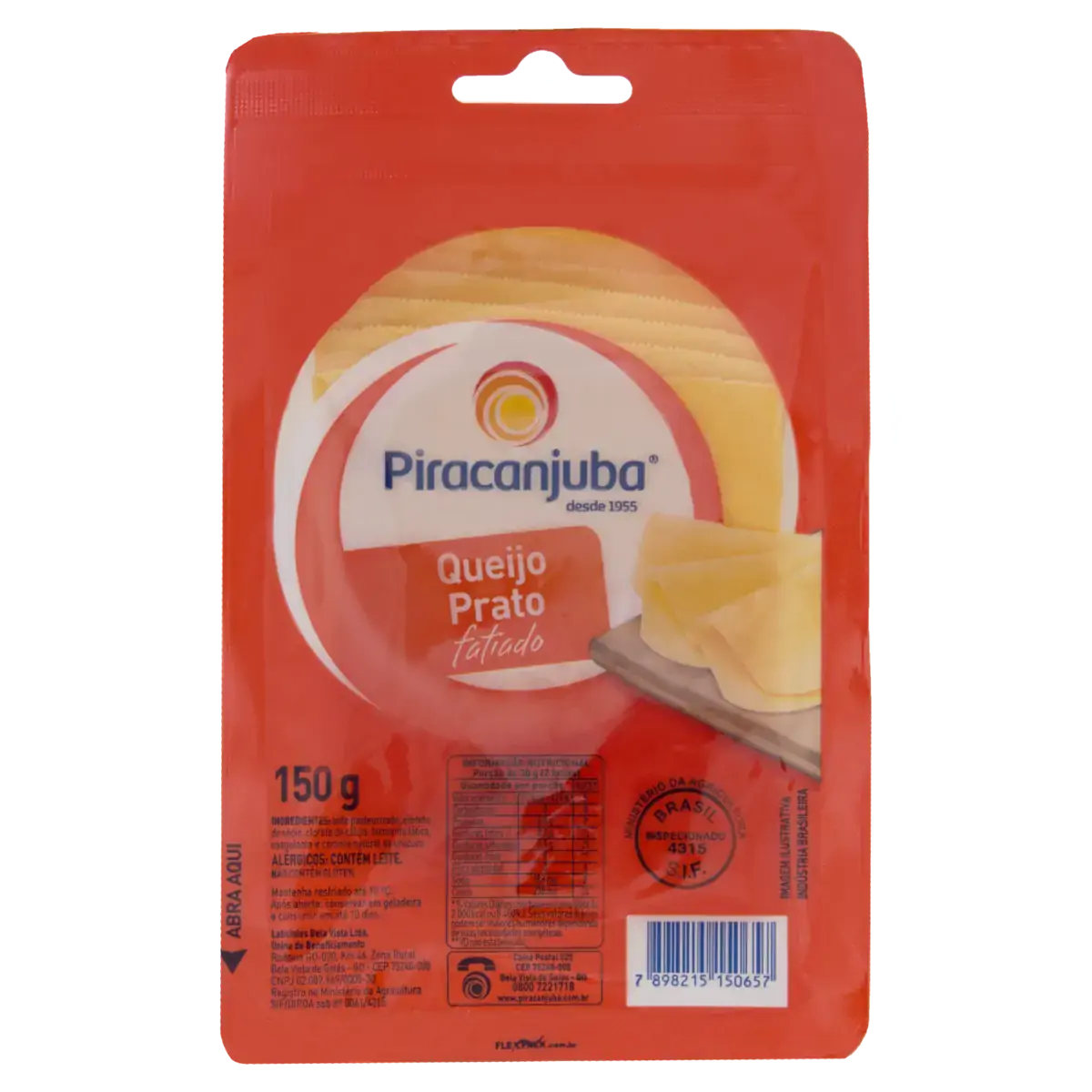 Queijo Prato Fatiado Piracanjuba 150g