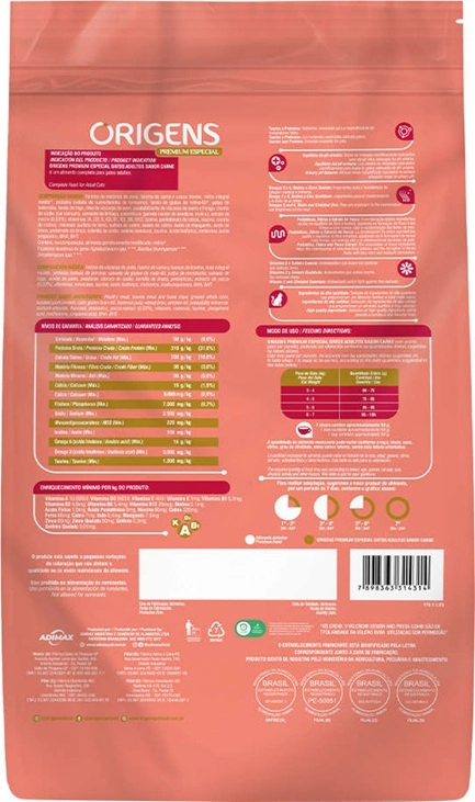 Ração Seca Origens Premium Especial Gatos Adulto Sabor Carne 3kg