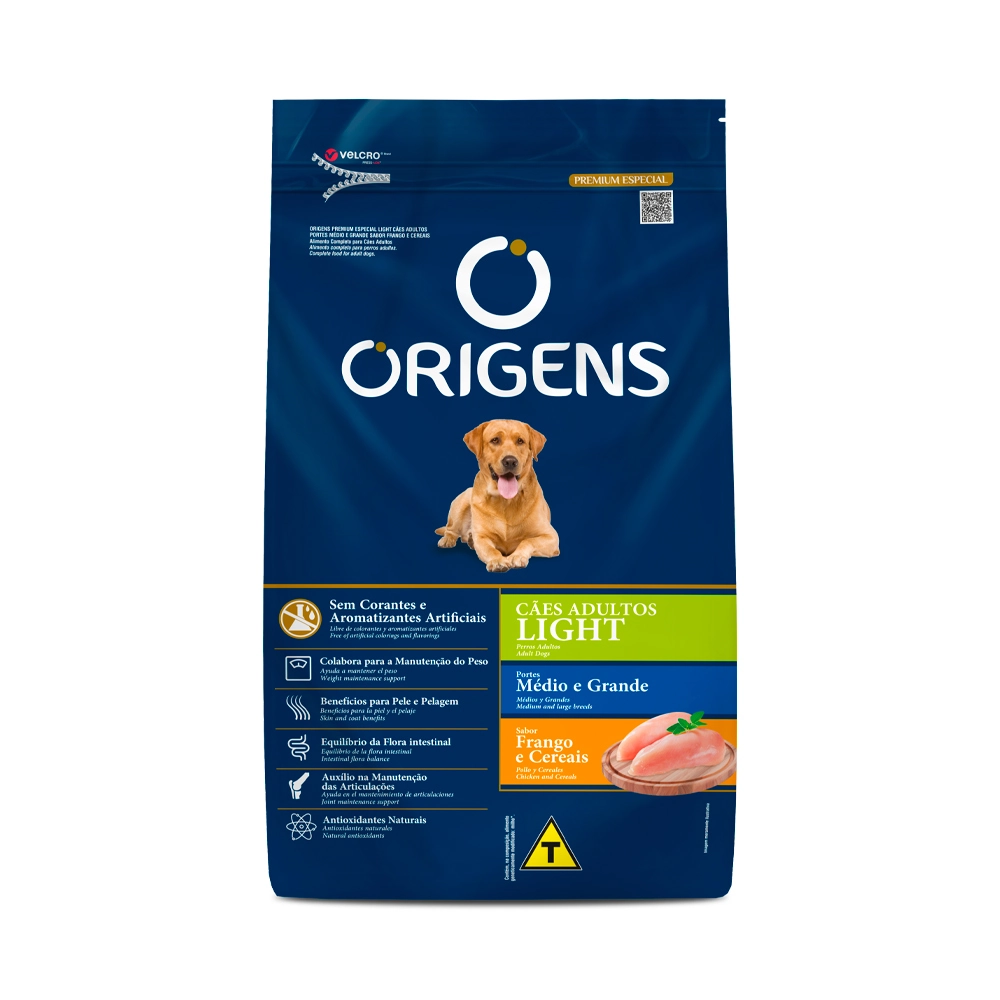 Ração Seca Origens Premium Especial Light Frango E Cereais Cães Adultos 3 Kg