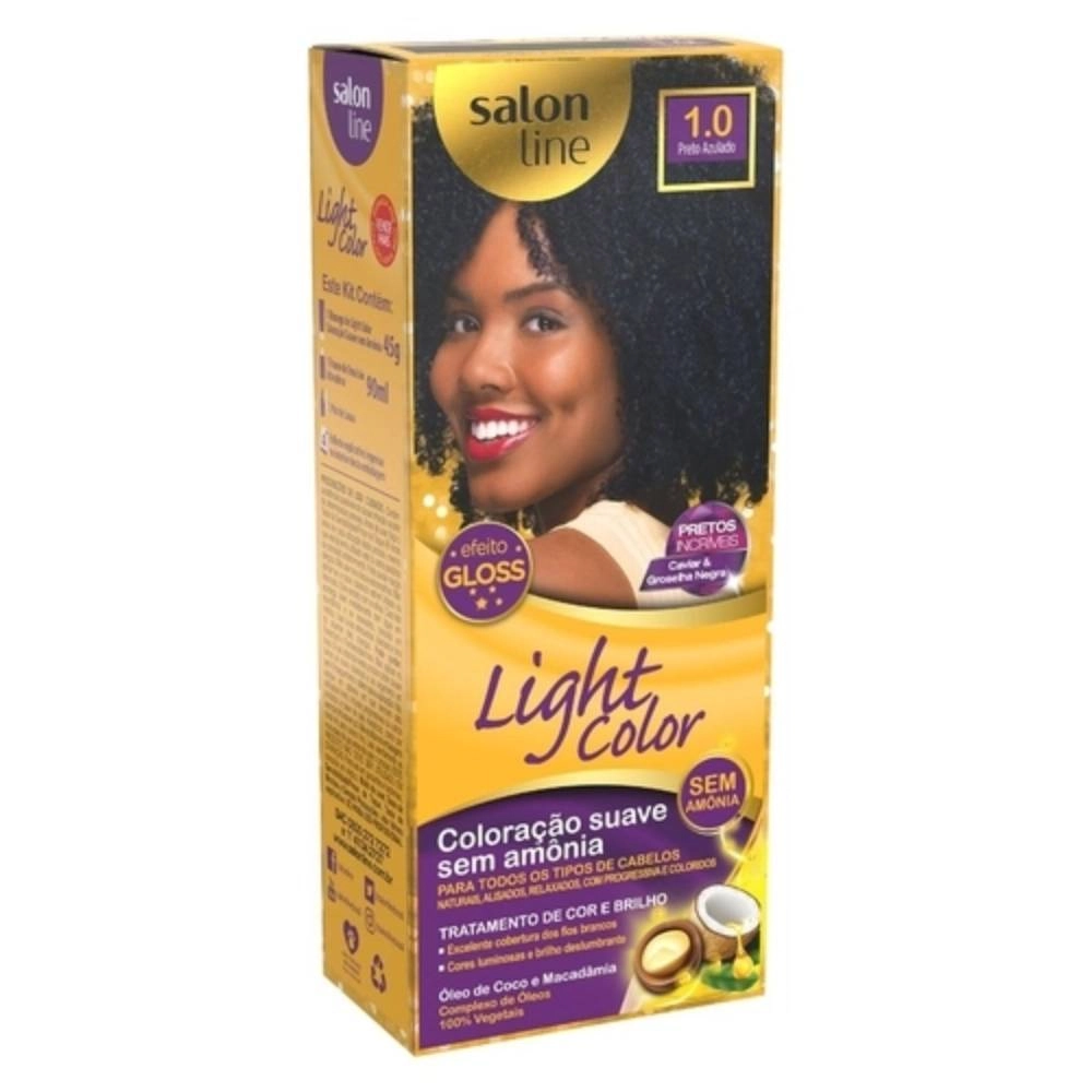Coloração Sem Amônia Ligth Color Prof 1.0 Preto Azulado