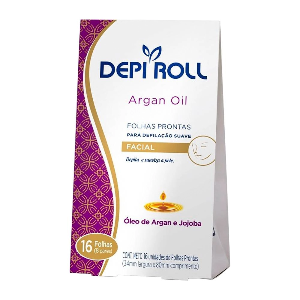 Folhas Para Depilação Facial óleo De Argan E Jojoba Depi Roll 16 Unidades