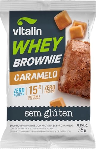 Brownie Caramelo Sem Glúten Zero Lactose Zero Açúcar Vitalin Whey Pacote 35g