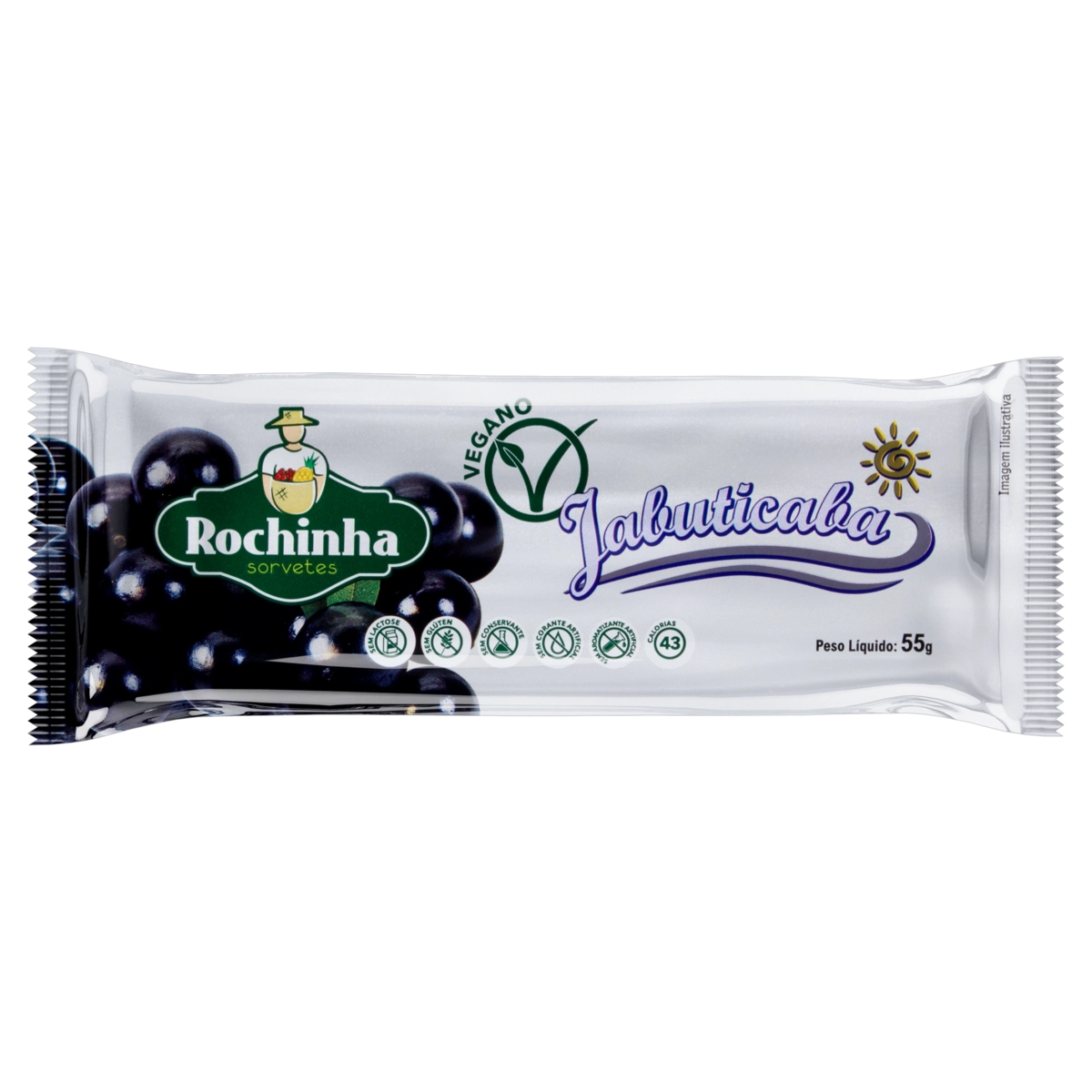Picolé Jabuticaba Zero Lactose Rochinha Sorvetes Pacote 55g