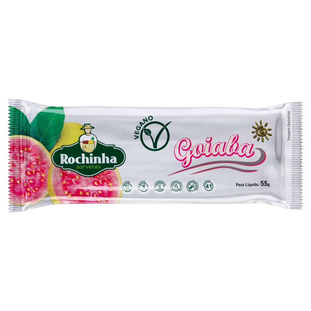 Picolé Goiaba Zero Lactose Rochinha Sorvetes Pacote 55g