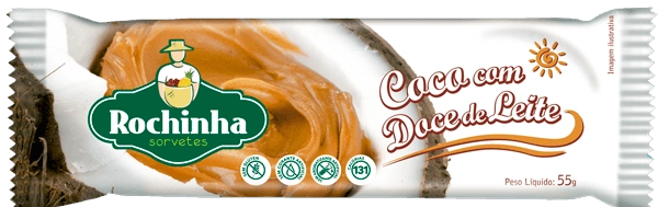 Picolé Coco Com Doce De Leite Rochinha Sorvetes Pacote 55g