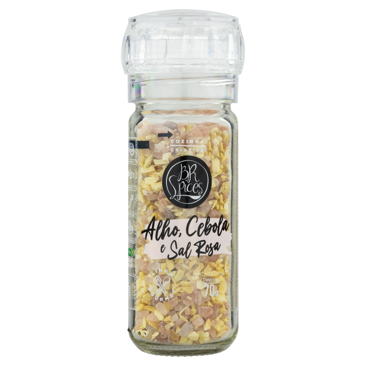 Sal Rosa Do Himalaia Com Moedor Alho Cebola Br Spices Gourmet Vidro 70g