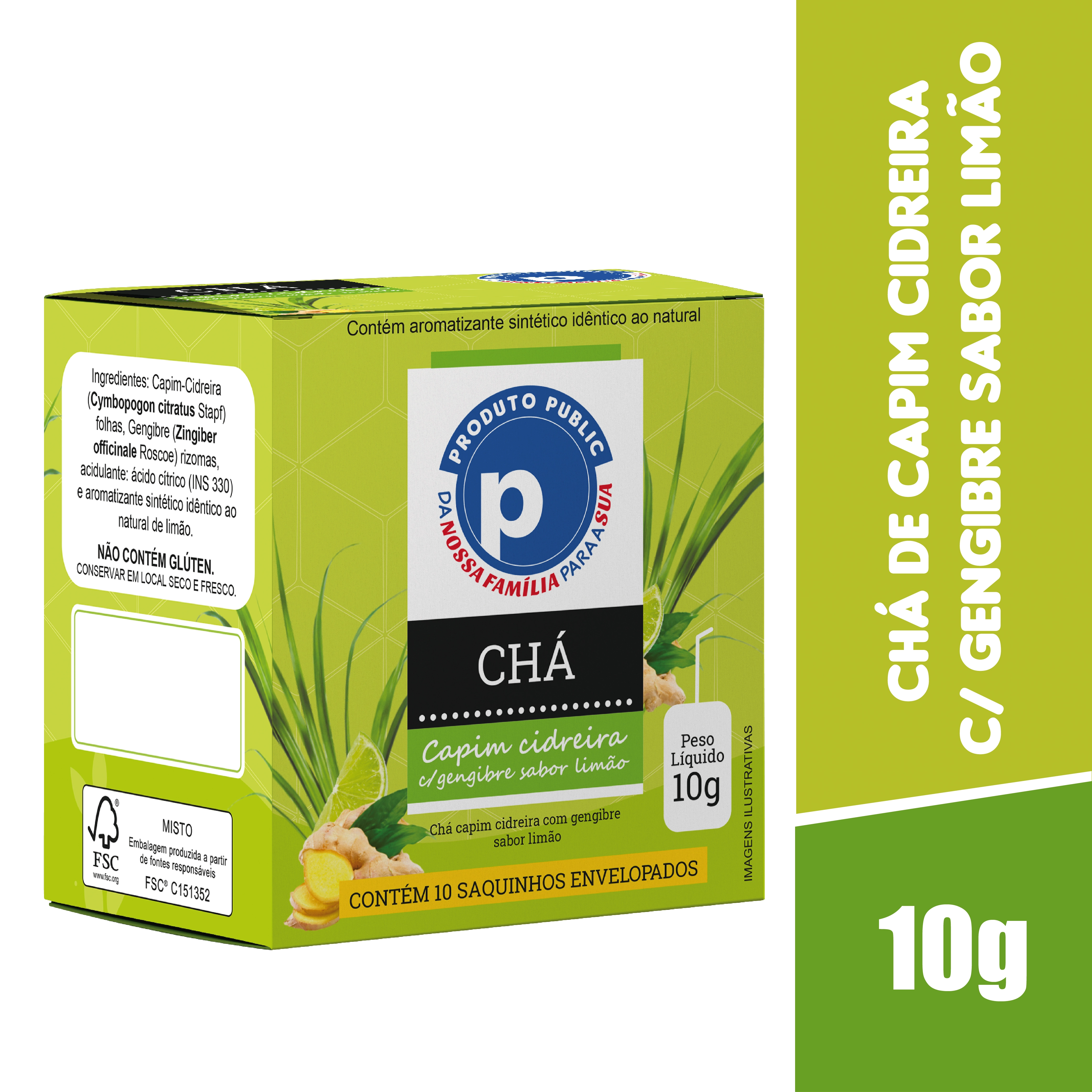 Cha Public 10g Capim Cid/gengibre/limao