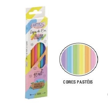Lápis De Cor Brw 6 Cores Pastel Lp0006