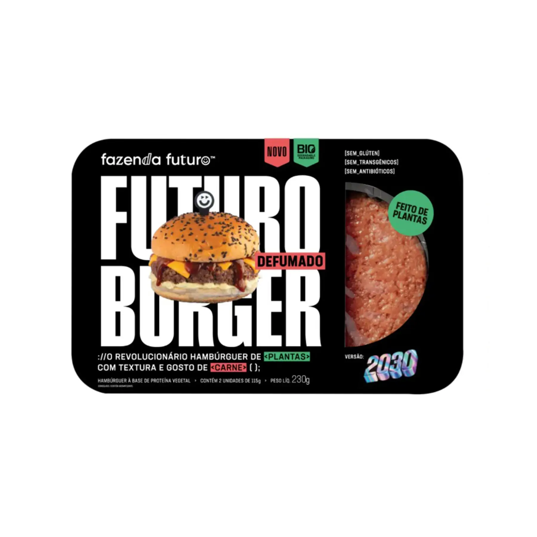 Hambúrguer Vegetal Defumado Fazenda Futuro Burger 2030 Bandeja 230g 2 Unidades