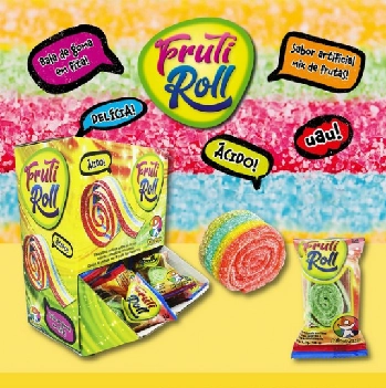 Bala De Goma Fita Mix De Frutas ácida Fruti Roll Kids Zone Pacote 18g