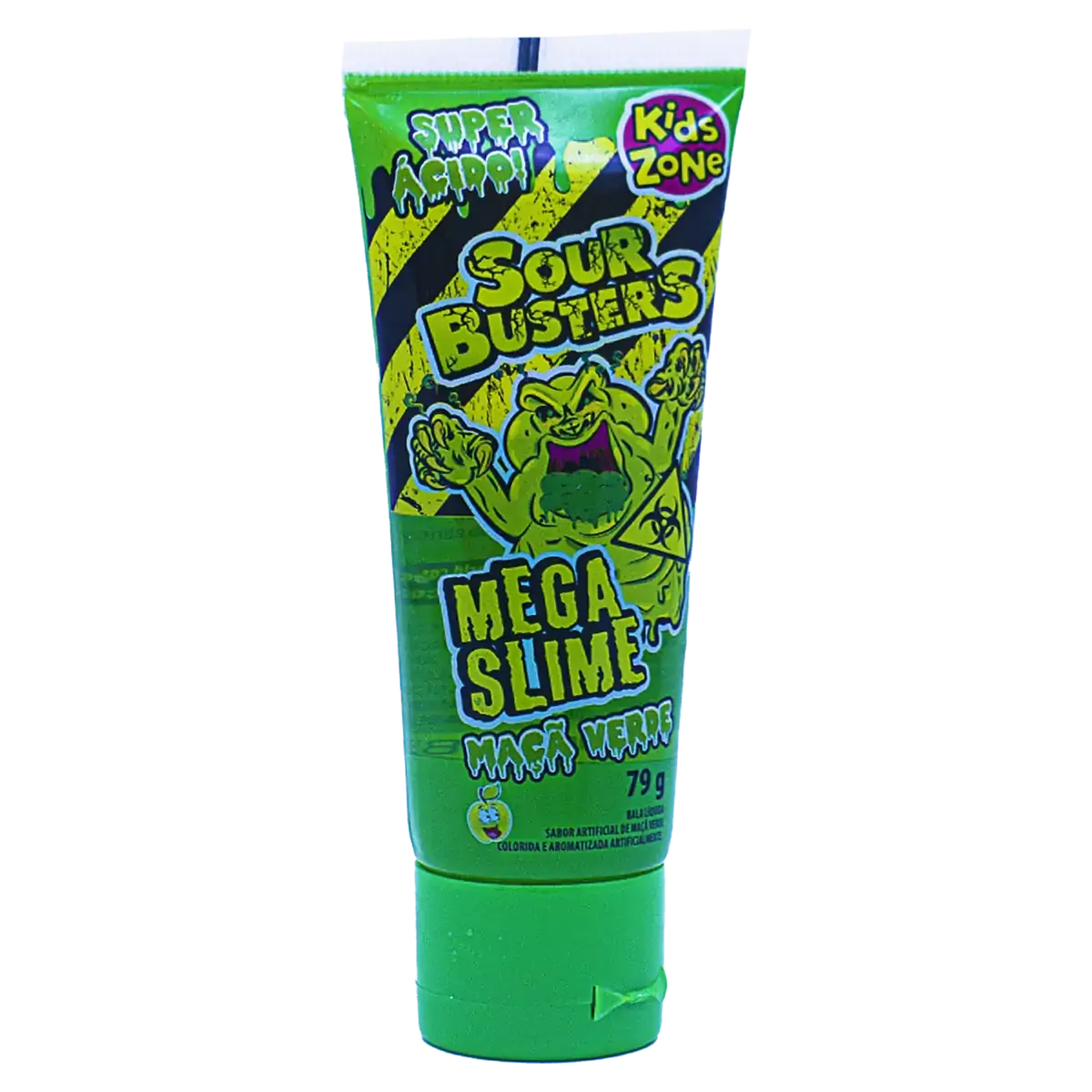 Bala Líquida Morango, Framboesa Ou Maçã Verde ácida Mega Slime Kids Zone Sour Buster Bisnaga 79g