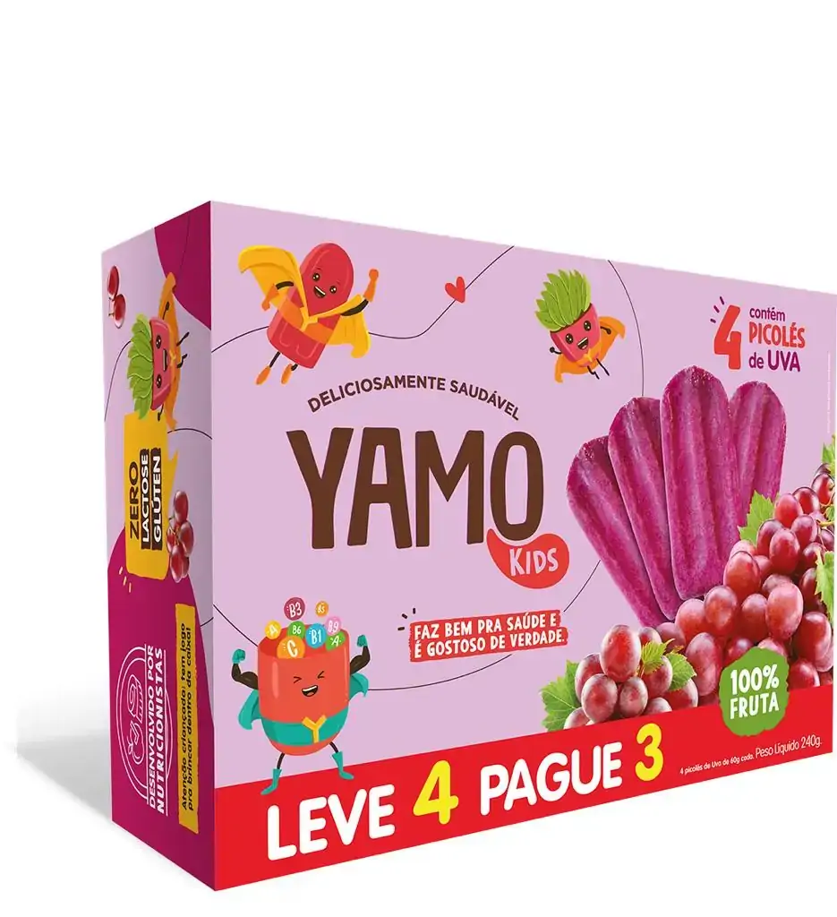 Pack 4x 75g Picolé Infantil Uva Yamo 300g