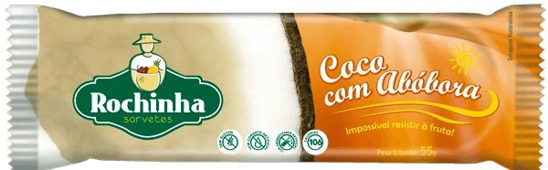 Picolé Coco Com Abóbora Rochinha Sorvetes Pacote 55g