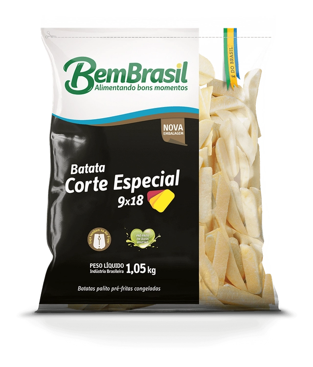 Batata Pré Frita Steakhouse Congelada Bem Brasil Pacote 1,05kg