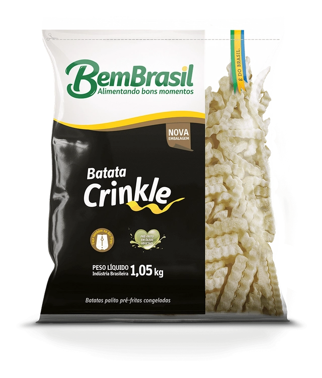 Batata Pré Frita Crinkle Congelada Bem Brasil Pacote 1,05kg
