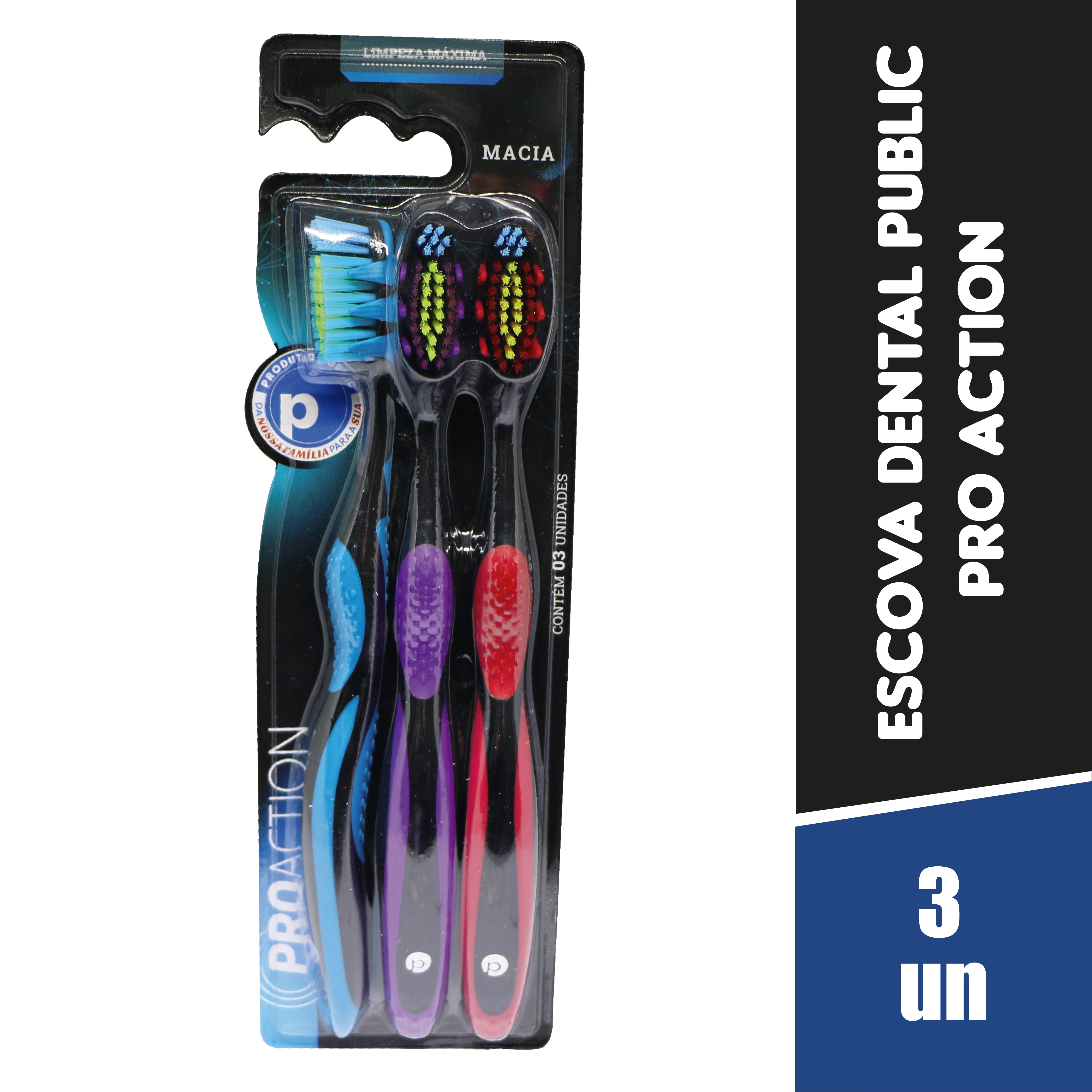 Jr731 Escova Dente Adulto Proaction Public C/ 03 Un