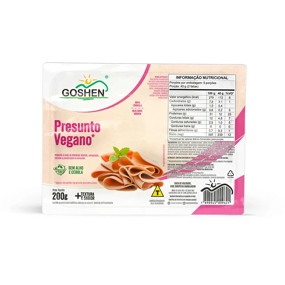 Presunto Vegano Fatiado Goshen Vegges 200g