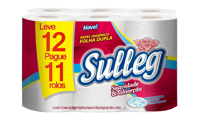 Papel Higiênico Folha Dupla Ultramacio Neutro Sulleg 30m Pacote Leve 12 Pague 11 Unidades