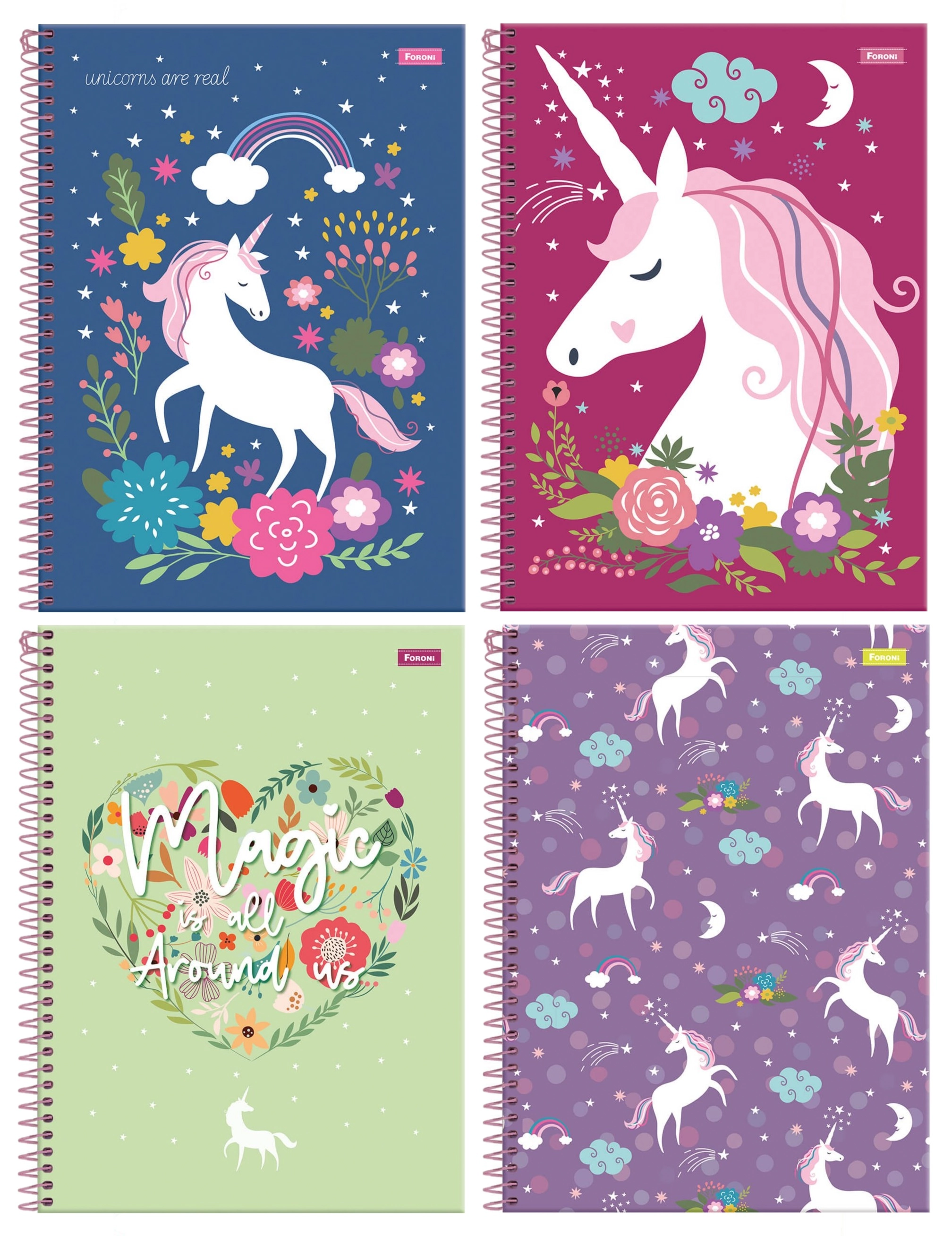 Caderno 1x1 Capa Dura Unicornio 96fls Foroni