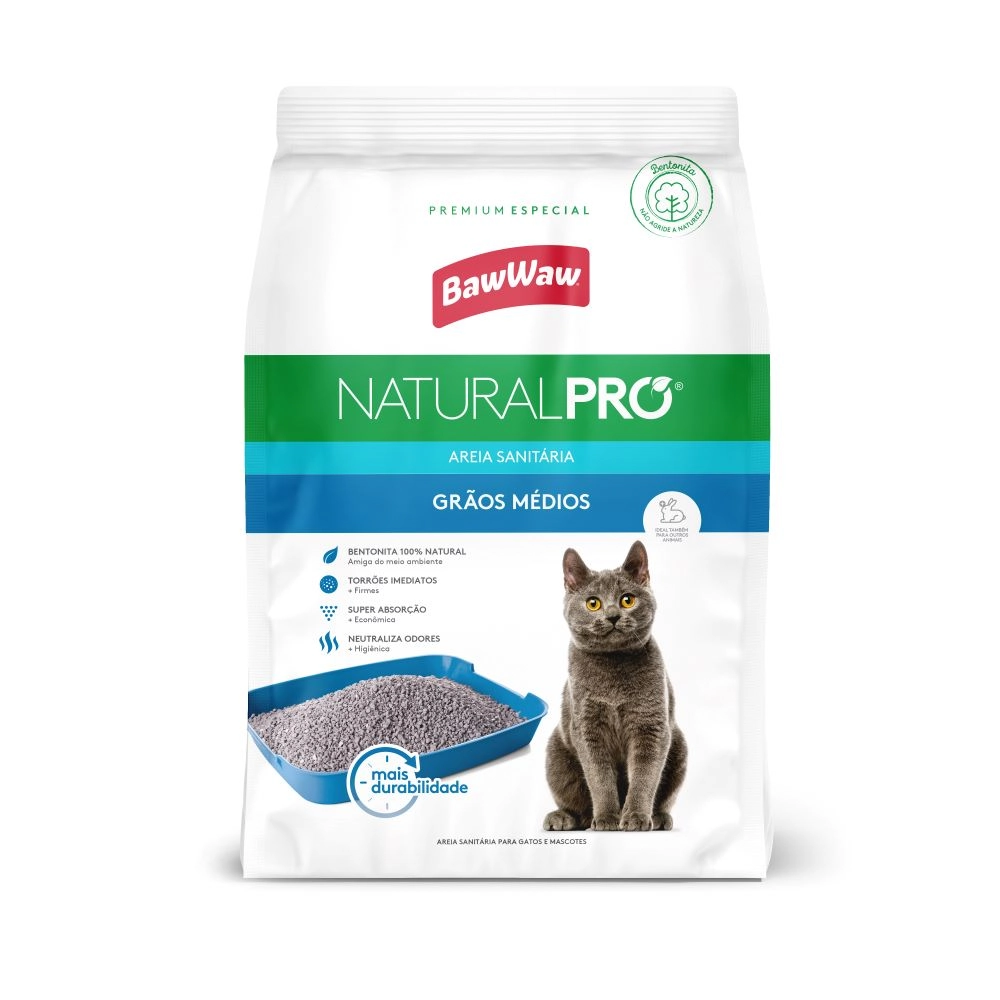Areia Baw Waw Sanit Nat Pro Grao Md P/gatos 4kg