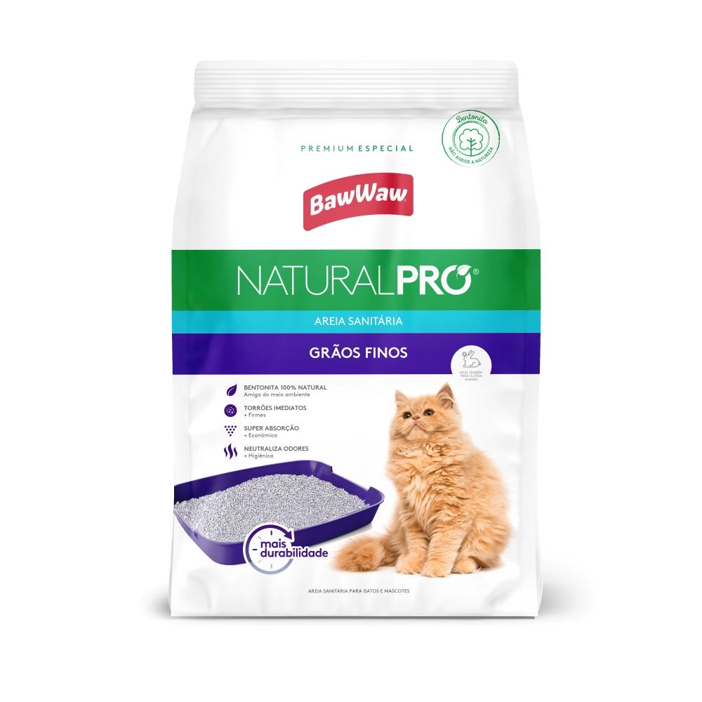 Areia Baw Waw Sanit Nat Pro Grao Fino P/gatos 4kg