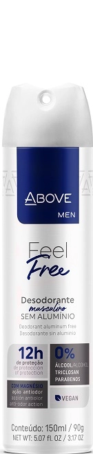 Desodorante Aerossol Feel Free Above Men Zero 150ml Spray