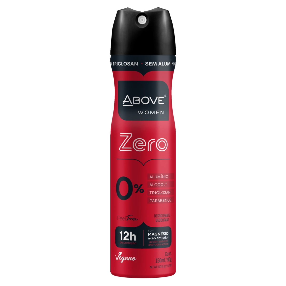 Desodorante Aerossol Feel Free Above Women Zero 150ml Spray