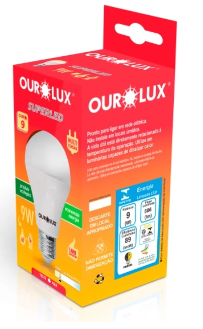 Lampada Ourolux Led Bulbo 9w Amarela